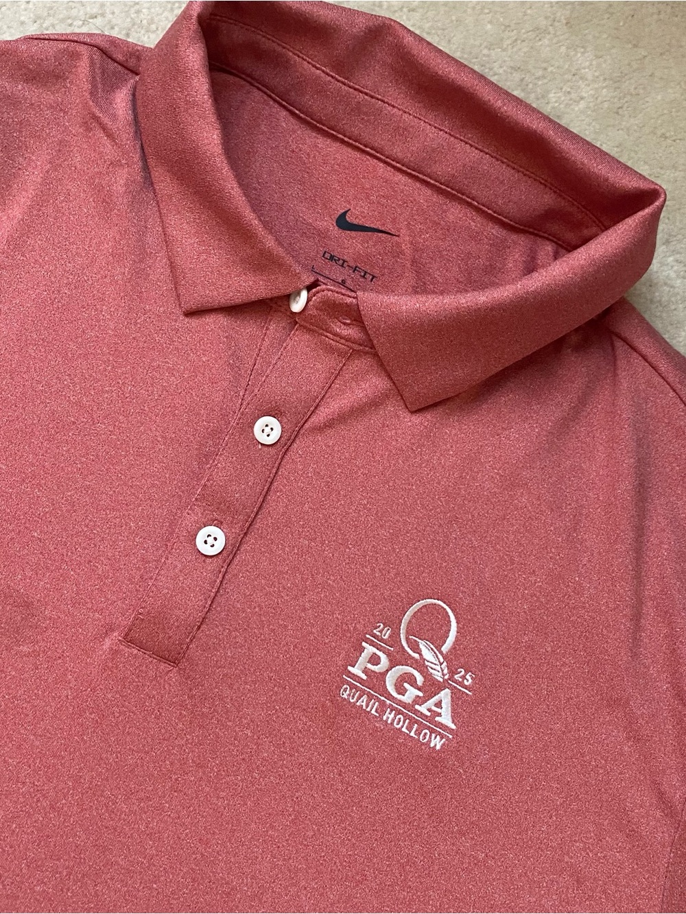 Nike Dri-FIT PGA Quail Hollow 2025 Golf Polo Mens Large Preppy Wicking Shirt EUC